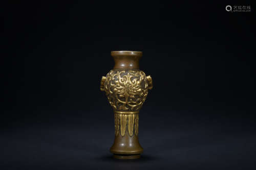 Qing dynasty gilt bronze vase