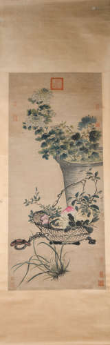 Qing dynasty flower painting