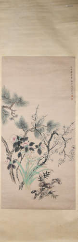 Qing dynasty Jiang tingxi's flower painting