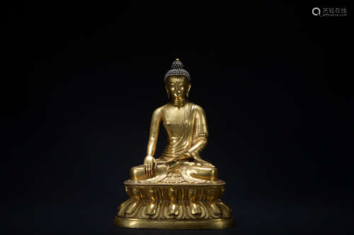 Ming dynasty gilt bronze statue of shakyamuni