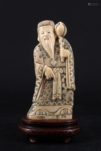 Chinese Hand Carved Bone Figure