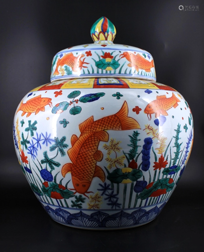 Large Qing Porcelain Blue&White Jar with Lid