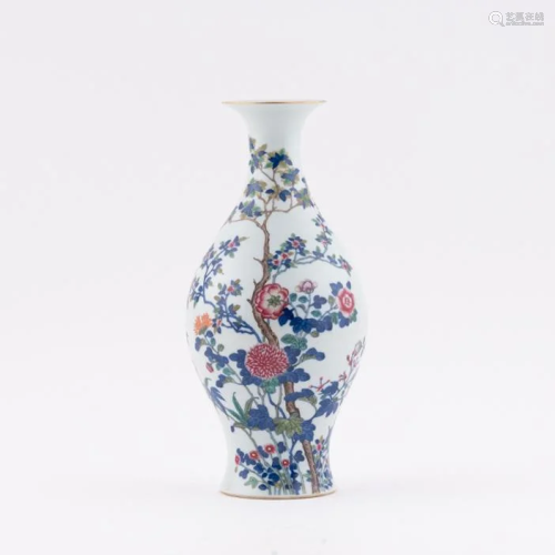 YONGZHENG BLUE AND RED WILLOW VASE