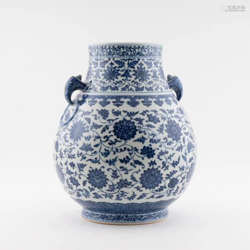 QING BLUE & WHITE WRAPPED FLORAL …