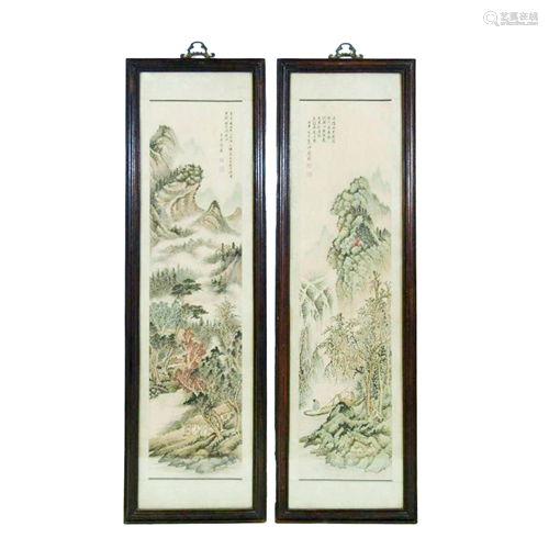 PAIR OF FRAMED CHINESE LANDSCAPE PAI…