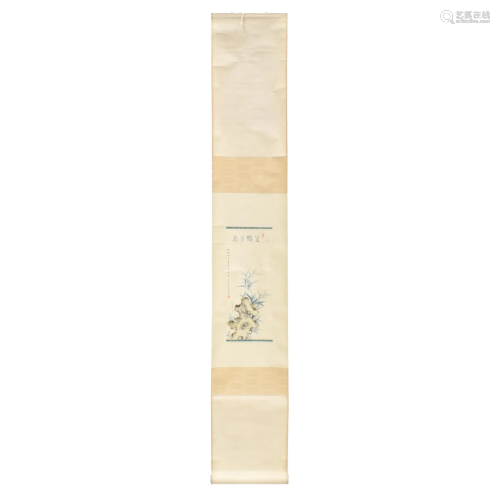 CHINESE PAINTING SCROLL OF BAMBOO & R…