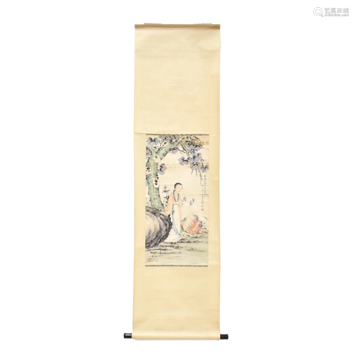 CHINESE PAINTING SCROLL OF FEMALE FIGURE