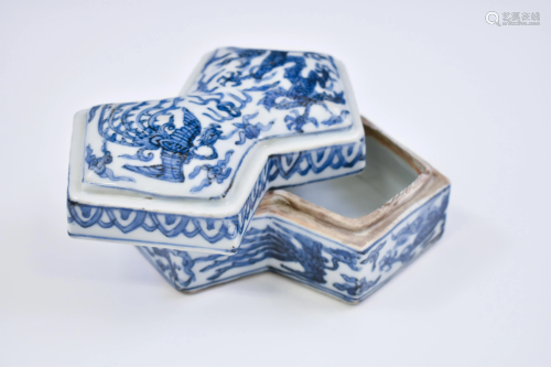 WANLI BLUE AND WHITE LOZENGES LIDDED…