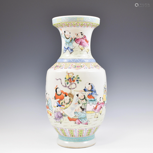 CHINESE FAMILLE ROSE HUNDRED BOYS VASE