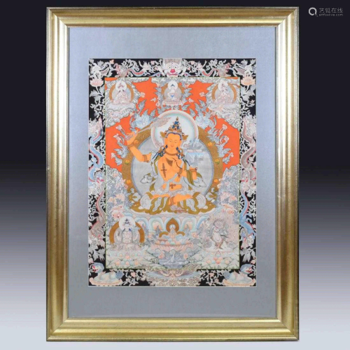 19TH C FRAMED THANGKA OF ARAPACHA…