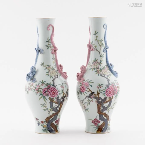 PAIR CHINESE FAMILLE ROSE VASES