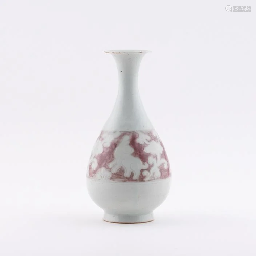 YUAN RED DRAGON PEAR VASE