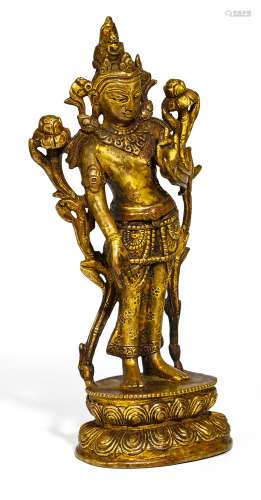 BODHISATTVA PADMAPANI. Origin: Tibet. Date: Sculpture in Pala style. Technique: Bronze with
