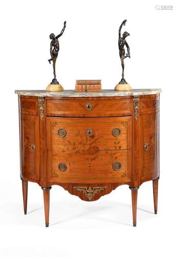 A French tulipwood, specimen marquetry and gilt metal mounted commode, late 19th/early 20th century