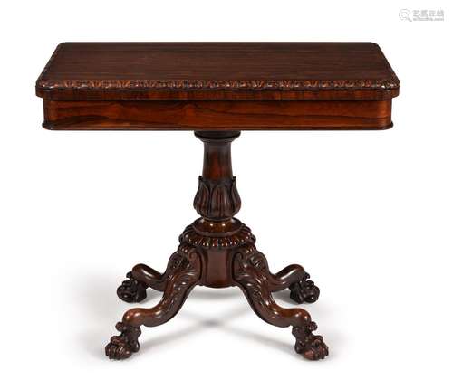 ϒ A George IV rosewood folding card table, by Johnston & Jeanes, circa 1825