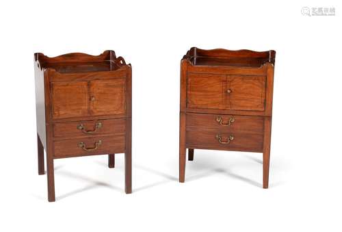 A matched pair of George III mahogany and inlaid night commodes, circa 1780