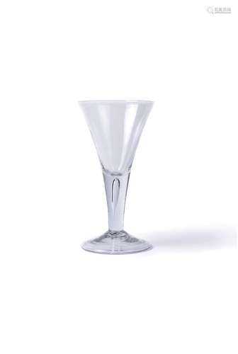 A large plain stemmed goblet of drawn trumpet form, circa 1740