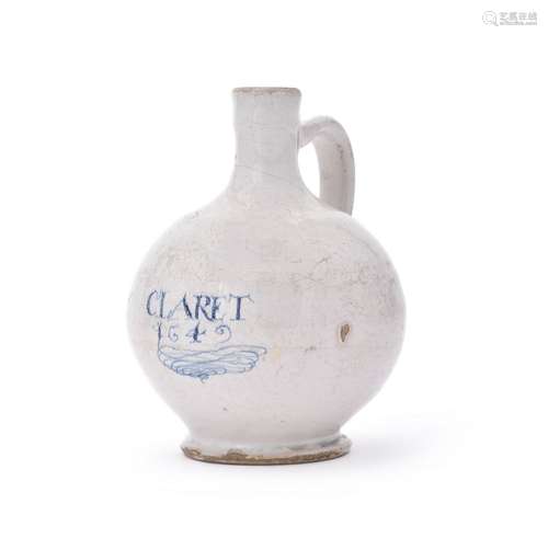 A dated London delft wine bottle, 1642