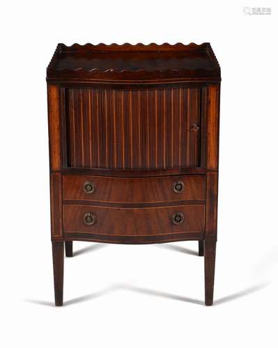 A George III mahogany and boxwood strung night commode, circa 1790