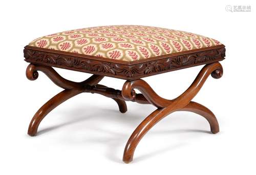 A William IV mahogany X-framed stool, circa 1835