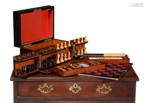 A Victorian coromandel games box or 'Royal Cabinet of Games' compendium, circa 1860