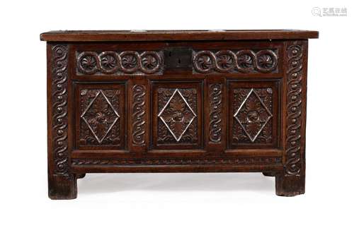 A Charles II oak coffer, circa 1660