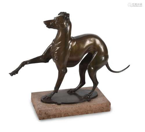 λ Olga Lanner (Swedish 1884-1961), a patinated bronze model of a whippet