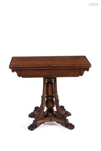 An Anglo Indian carved padouk folding card table, circa 1820