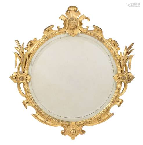 A Victorian giltwood circular wall mirror, in late 18th century style, circa 1860