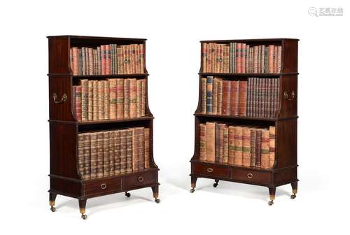 A pair of George III mahogany waterfall bookcases, by Gillows, circa 1800