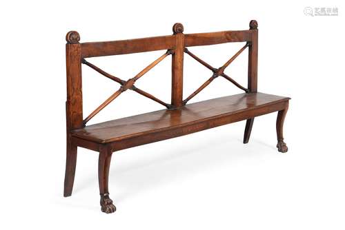 An Irish Regency oak hall bench, circa 1815