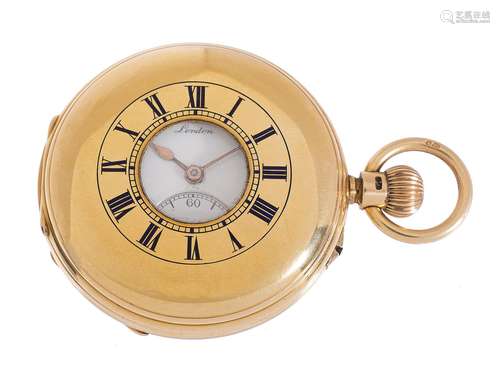 A Victorian 18ct gold keyless lever half-hunter pocket watch, J.W. Benson, London, 1916