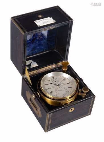 ϒ A Victorian brass bound rosewood two-day marine chronometer, Parkinson and Frodsham, London