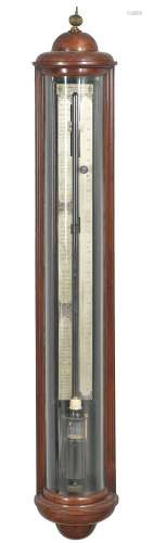 ϒ A fine Victorian oxidised brass Fortin type mercury forecasting barometer