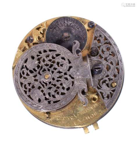 A fine George I verge pocket watch movement and dial, John Bowen and John Masters, Bristol circa 172