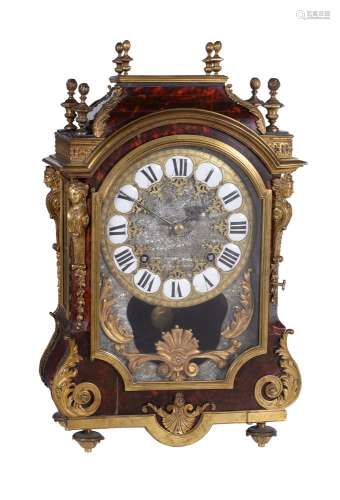 ϒ A French Louis XIV ormolu mounted tortoiseshell bracket clock, Antoine Gaudron, Paris