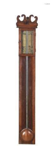 A George III mahogany mercury stick barometer, Jonathan Illingworth, Hallifax, circa 1800