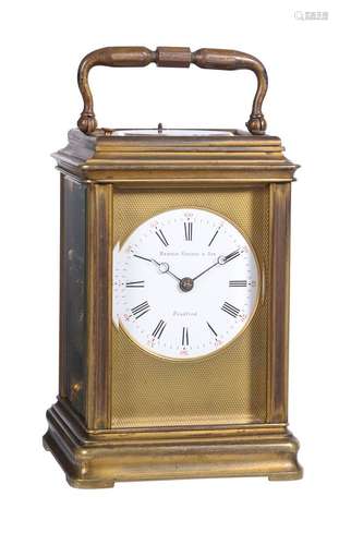 A fine French gilt A fine French gilt brass five minute-repeating carriage clock with dumb-strike, r