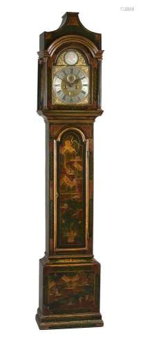ϒ A George III green japanned eight-day longcase clock, John Wood, Rumford, mid 18th century