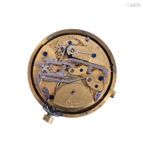 A lever pocket chronograph pocket watch movement and dial, Dent, London, early 20th century