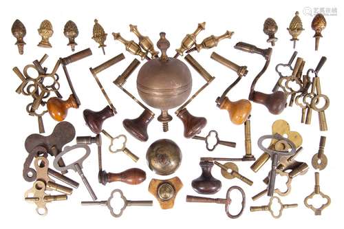 A group of eight longcase clock crank keys, anonymous, 19th century and later