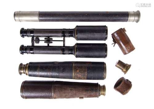 Two WWI military issue refracting telescopes and a presentation telescope, various makers, early 20t