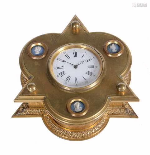 A Victorian gilt brass horizontal table clock in the manner of Thomas Cole, unsigned, second quarter