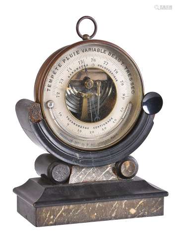 A French aneroid ‘Holosteric’ barometer with thermometer, Retailed by Ducatillon, Paris, circa 1860