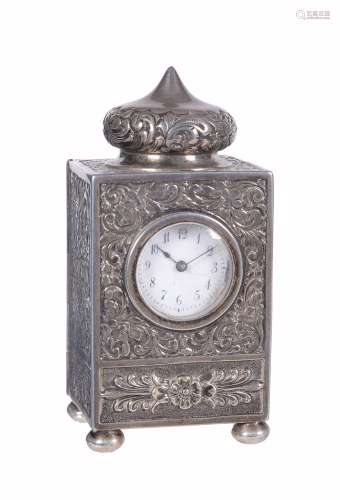 A Victorian silver cased small desk timepiece, J.W. Benson, London, 1890