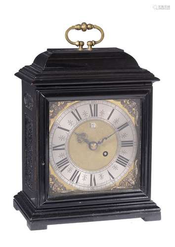 An ebonised table timepiece with silent pull quarter repeat, the dial bearing a signature for Henry