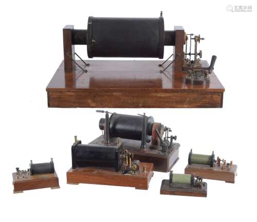 A collection of six laboratory electric induction coils, unsigned, early 20th century