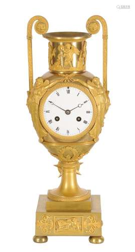 A French Empire ormolu 'amphora' mantel clock, the case in the Manner of Pierre-Philippe Thomire, Pa