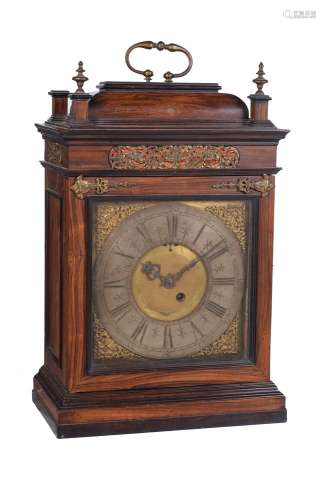 ϒ A rare North Italian padouk wood 'night and day' table timepiece with silent-pull quarter-repeat