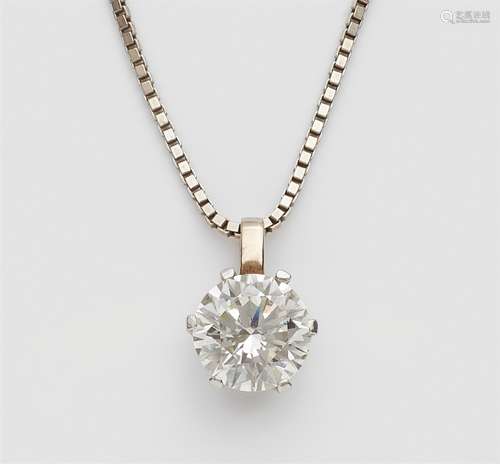 An 18k white gold diamond solitaire pendant.A Chaton-set brilliant approx. 2.42 ct (approx. 8.76 x